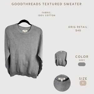 Goodthreads Textured Grey Sweater, Size M, 100% Cotton